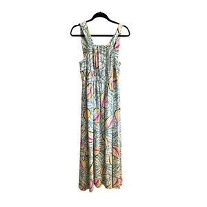 NWT Theory Sahara Caribbean Maxi Silk Dress Teal Multi $365 Size 6
